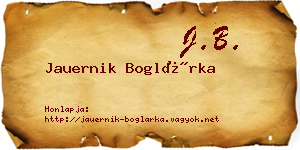 Jauernik Boglárka névjegykártya